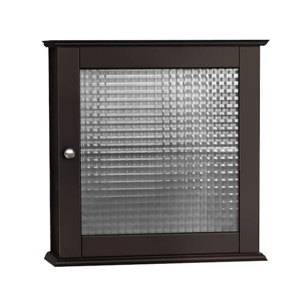 Teamson Home Chesterfield 18.5 in. W x 18.5 in. H x 5.5 D Removable Wooden Medicine Cabinet with Waffle Glass Door- Espresso HD16193