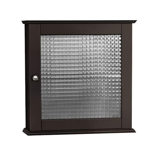Teamson Home Chesterfield 18.5 in. W x 18.5 in. H x 5.5 D Removable Wooden Medicine Cabinet with Waffle Glass Door- Espresso HD16193
