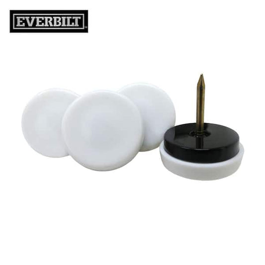 Everbilt 7/8 in. White Plastic Round Nail-On Furniture Glides for Floor Protection (4-Pack) 4609744EB