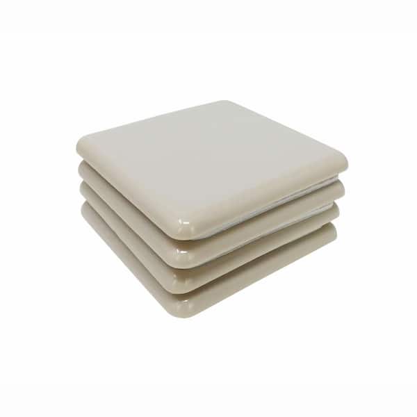 Everbilt 2-1/2 in. Beige Square Self-Adhesive Plastic Heavy Duty Furniture Slider Glides for Carpeted Floors (4-Pack) 4701244EB
