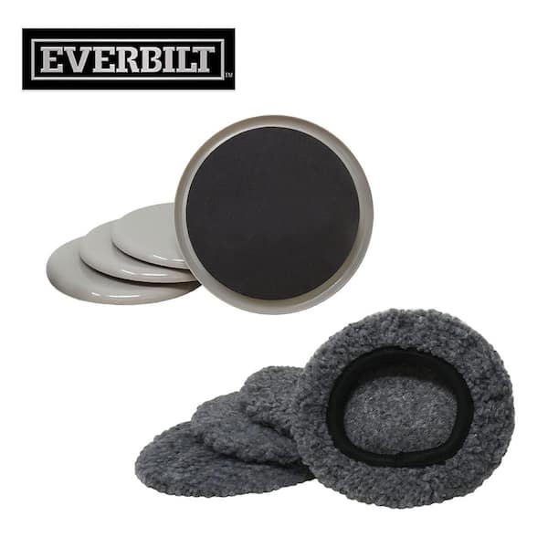 Everbilt 4-3/4 in. Round Plastic Furniture Sliders and Socks for Hard and Carpeted Floor Protection (8-Piece) 4703924EB