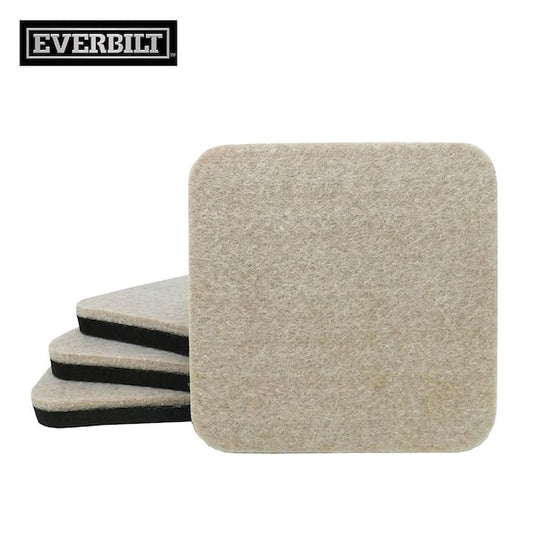 Everbilt 4 in. Beige and Black Square Felt Heavy Duty Furniture Slider Pads for Hard Floors (4-Pack) 4735344EB