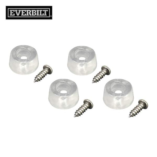 Everbilt 7/8 in. Clear Rubber Like Plastic Screw-On Surface Bumpers (4-Pack) 49072