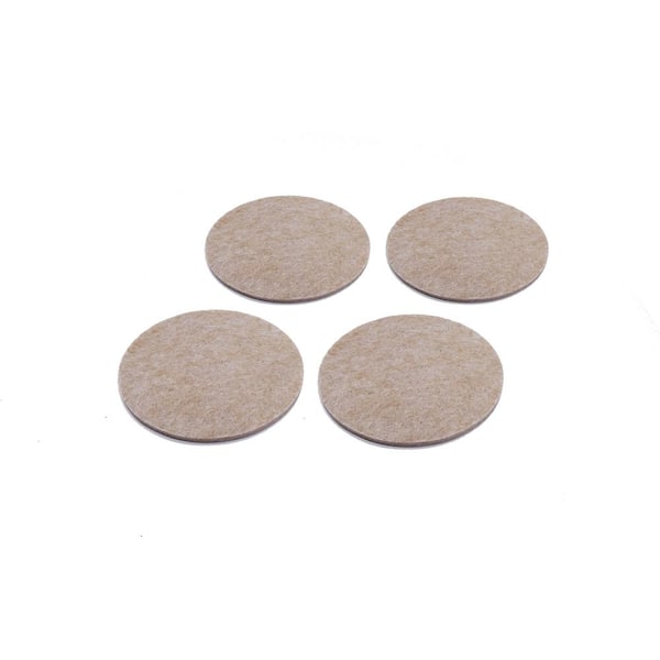 Everbilt 3 in. Beige Round Felt Heavy Duty Self Adhesive Furniture Pads (4-Pack) 49928