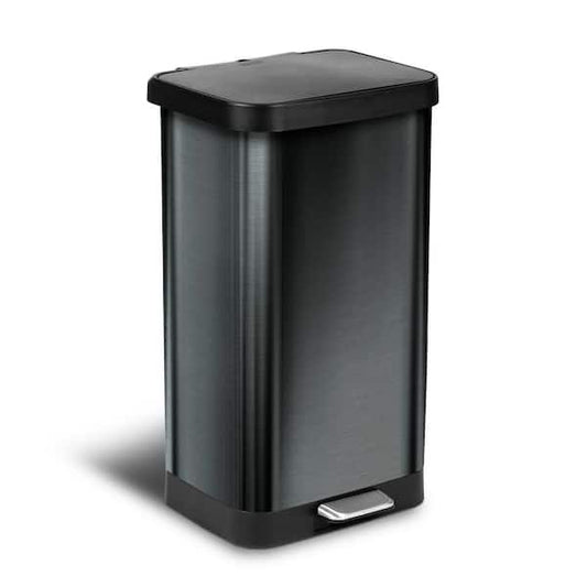 Glad 20 Gal. Pewter Stainless Steel Step-on Kitchen Trash Can w/Clorox Odor Protection Lid GLD-74518