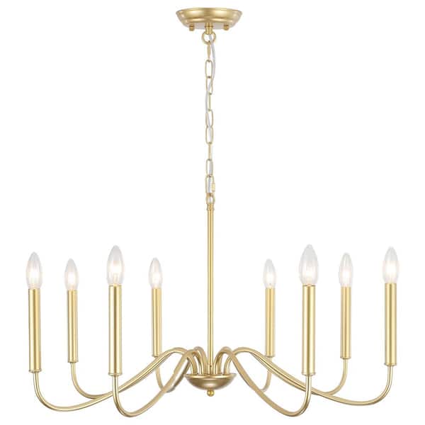 ADSENSTY 8-Light Gold Farmhouse Candlestick Chandelier Minimalist Kitchen Island Hanging Pendant Light HD3-8-PG-D0132