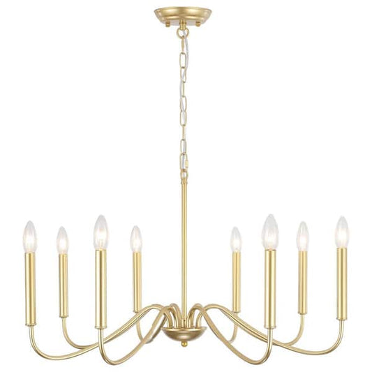 ADSENSTY 8-Light Gold Farmhouse Candlestick Chandelier Minimalist Kitchen Island Hanging Pendant Light HD3-8-PG-D0132