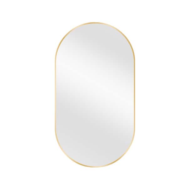 Glacier Bay 18 in. W x 30 in. H Oval Aluminum Framed Wall Bathroom Vanity Mirror in Gold (Screws Not Included) AL-P30G