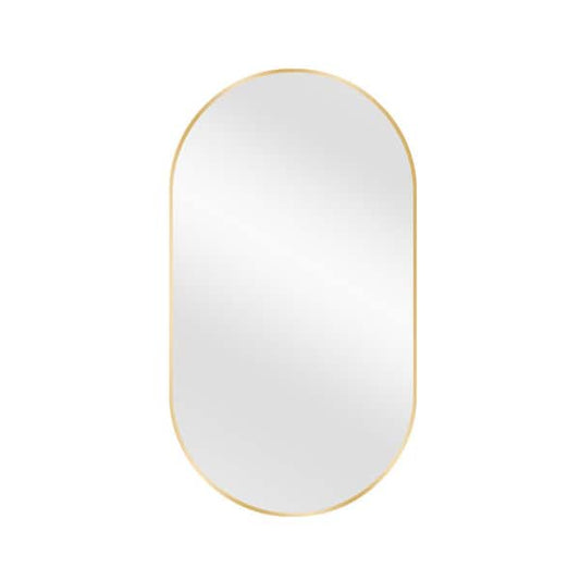 Glacier Bay 18 in. W x 30 in. H Oval Aluminum Framed Wall Bathroom Vanity Mirror in Gold (Screws Not Included) AL-P30G