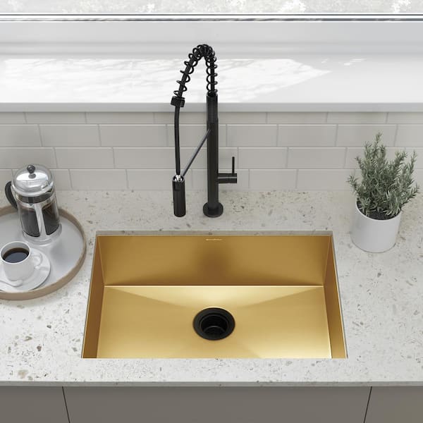 Swiss Madison Tourner Gold Stainless Steel 26 in. Single Bowl Undermount Kitchen Sink SM-KU708G