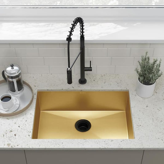 Swiss Madison Tourner Gold Stainless Steel 26 in. Single Bowl Undermount Kitchen Sink SM-KU708G