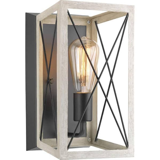 Progress Lighting Briarwood Collection 1-Light Graphite Farmhouse Wall Sconce Light P710012-143