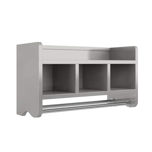 Alaterre Furniture 25 in. W Bath Storage Shelf with Towel Rod in Gray ABSS0040