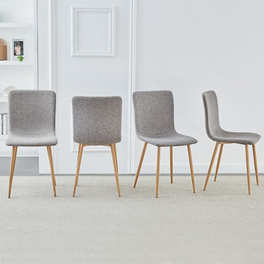 Homy Casa Dining Chairs Set of 4 Kitchen Chairs with Upholstered Seat Back Kitchen Side Chair with Metal Legs Gray SCARGILL GREY OAK LEG 4PCS QY