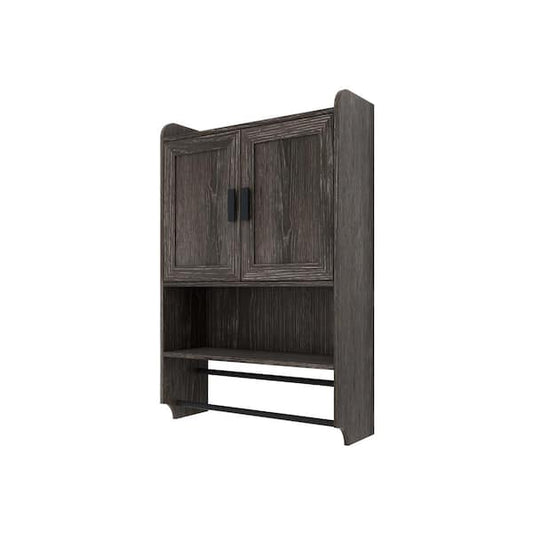 LORDEAR 21 in. W x 7 in. D x 32 in. H Gray Bathroom Storage Wall Cabinet, Over The Toilet Storage Cabinet with Towel Bar L-WMCG1120H