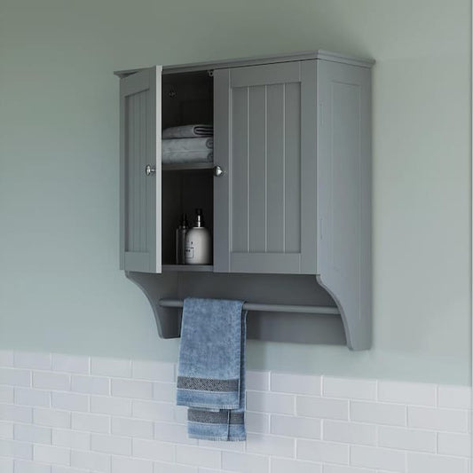 RiverRidge Home Ashland 23.8 in. W x 25.4 in. H x 8.86 in. Bathroom Storage Wall Cabinet and Laundry Medicine Cabinet in Gray 06-085