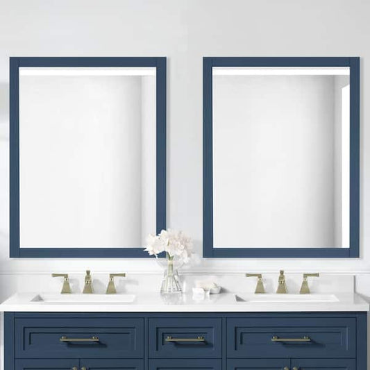 Home Decorators Collection Mayfield 28 in. W x 36 in. H Rectangular Framed Wall Bathroom Vanity Mirror in Grayish Blue Mayfield MR-GB