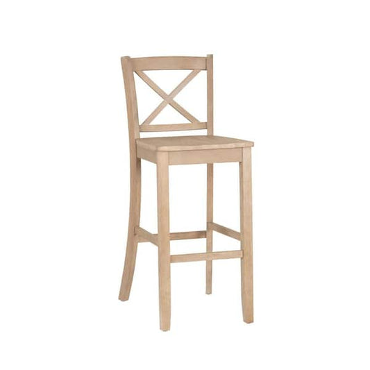 Linon Home Decor Alexandria 30 in. Graywash X High Back Bar Stool with Wood Seat THD05061