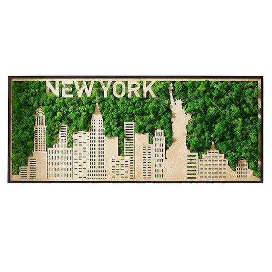 Unbranded New York Moss City Silhouette Metal Framed Wall Art Medium 40 in. x 16.9 in. MMF-NY-4017