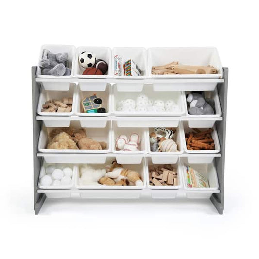 Humble Crew Springfield Grey/White Super-Sized Toy Organizer with 16-Bins WO701