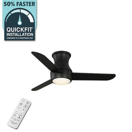 Hampton Bay Naderbury 36 in. Indoor/Covered Outdoor Matte Black Ceiling Fan with White Color Changing Integrated LED and Remote 52435