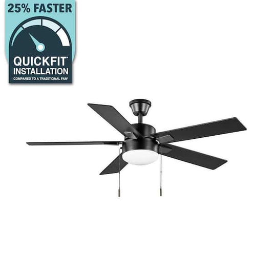 Hampton Bay 52 in. Corwin Indoor/Outdoor Matte Black LED Ceiling Fan with Light Kit 56051