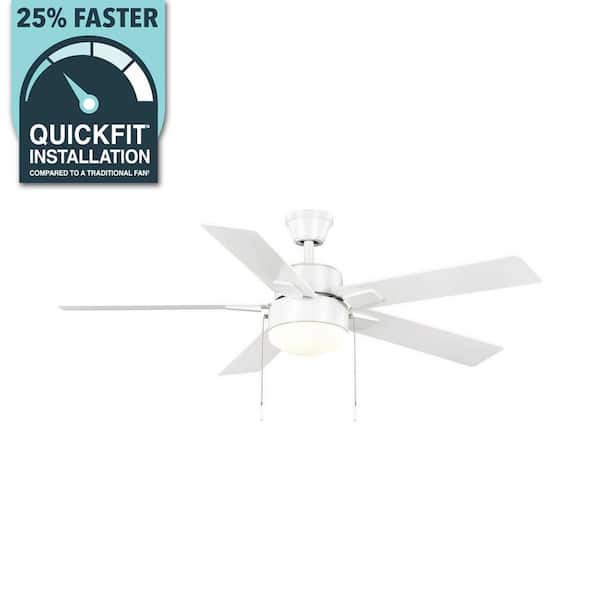 Hampton Bay 52 in. Corwin Indoor/Outdoor Matte White LED Ceiling Fan with Light Kit 56059