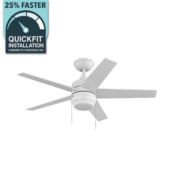 Hampton Bay Mena 44 in. LED Indoor/Outdoor Matte White Ceiling Fan with Light Kit and Reversible Blades Included 92405