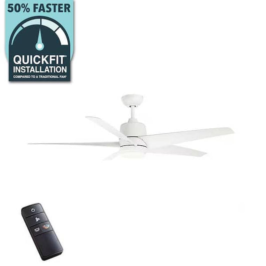 Hampton Bay Mena 54 in. White Color Changing Integrated LED Indoor/Outdoor Matte White Ceiling Fan with Light Kit and Remote Control 99918
