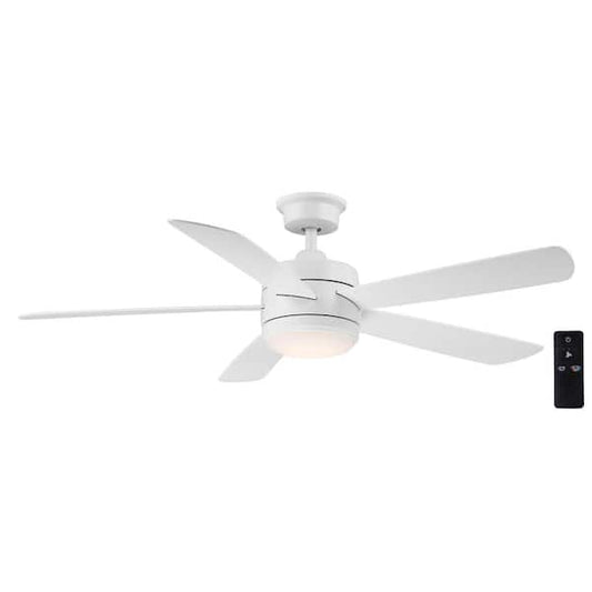 Hampton Bay Averly 52 in. Indoor Matte White Ceiling Fan with Adjustable White Integrated LED with Remote Control Included AK18B-MWH