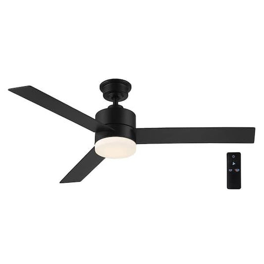 Hampton Bay Madison 52 in. Indoor Matte Black Ceiling Fan with Adjustable White Integrated LED with Remote Included AK30A-MBK