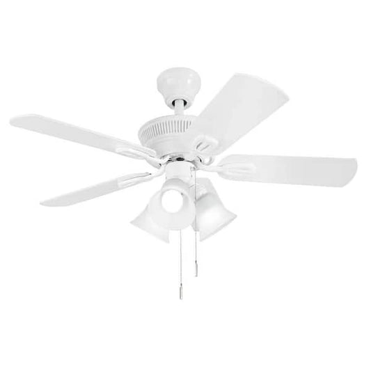 Hampton Bay Glendale III 42 in. LED Indoor White Ceiling Fan with Light and Pull Chains Included AK488-WH