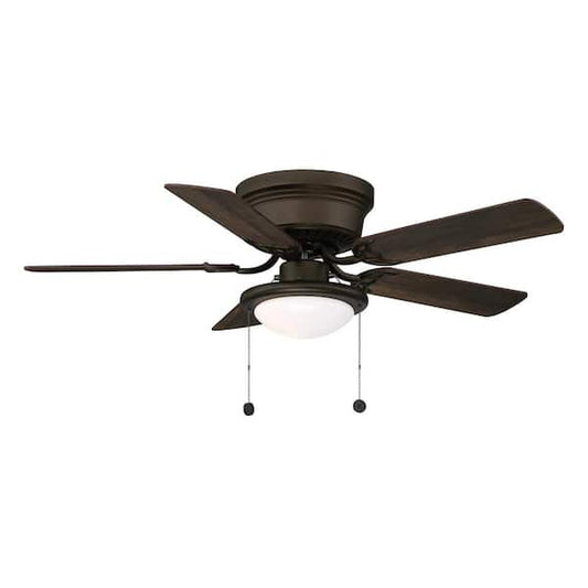 Hampton Bay Hugger 44 in. LED Indoor Oil-rubbed bronze Ceiling Fan with Light Kit AL383CPQ-EB