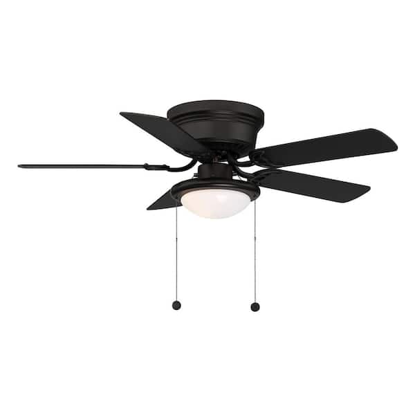 Hampton Bay Hugger 44 in. LED Indoor Matte Black Ceiling Fan with Light Kit AL383CPQ-MBK