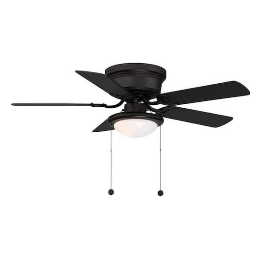 Hampton Bay Hugger 44 in. LED Indoor Matte Black Ceiling Fan with Light Kit AL383CPQ-MBK