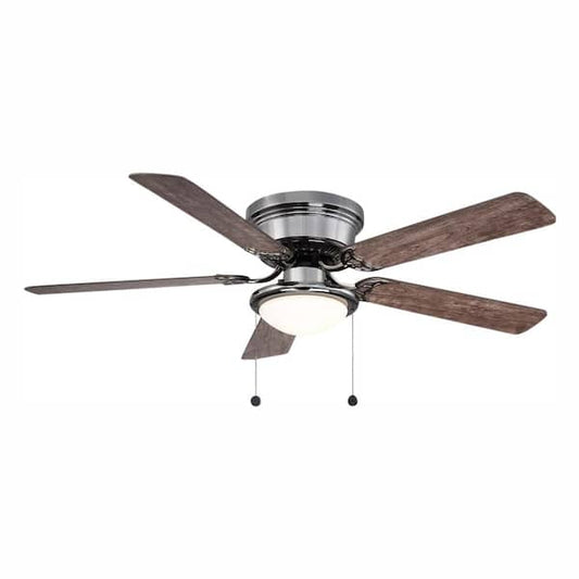 Hampton Bay Hugger 52 in. LED Indoor Pewter Gunmetal Ceiling Fan with Light Kit AL383LED-GM