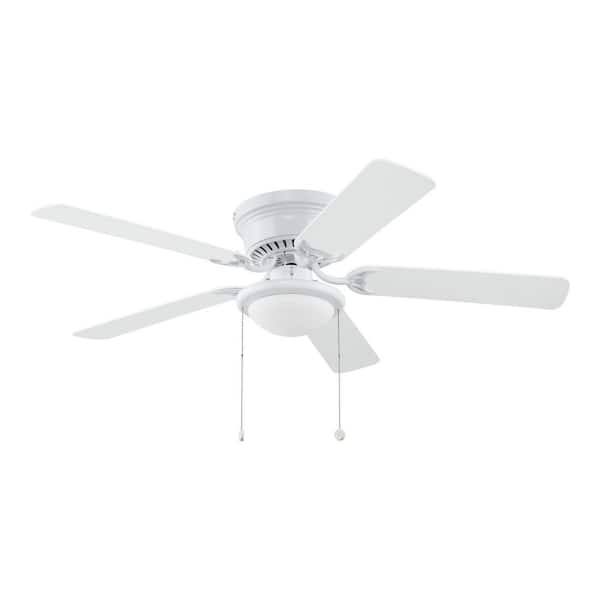 Hampton Bay Hugger 52 in. LED Indoor White Ceiling Fan with Light Kit AL383LED-WH