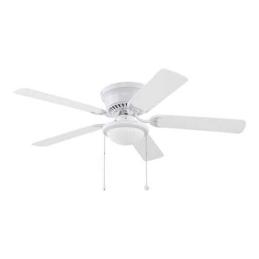 Hampton Bay Hugger 52 in. LED Indoor White Ceiling Fan with Light Kit AL383LED-WH