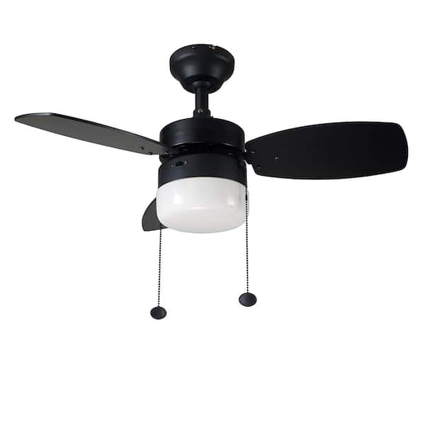 Hampton Bay Triplicity 30 in. Indoor LED Matte Black Ceiling Fan with Light DB30TMB-LP