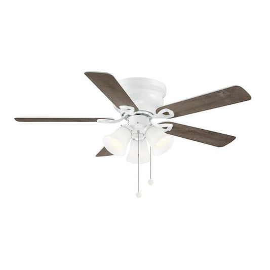 Hampton Bay Clarkston II 44 in. LED Indoor White Ceiling Fan with Light Kit SW18030 WH