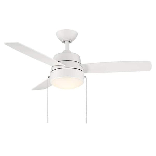 Hampton Bay Caprice 44 in. Integrated LED Indoor Matte White Ceiling Fan with Light Kit SW19151P MWH