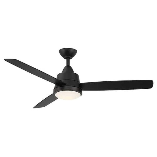 Hampton Bay Caprice 52 in. Integrated LED Indoor Matte Black Ceiling Fan with Light Kit and Remote Control SW19151RMBK/MBK