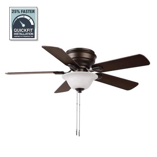Hampton Bay Hawkins III 44 in. LED Indoor Oil Rubbed Bronze Flush Mount Ceiling Fan with Light YG204D-ORB