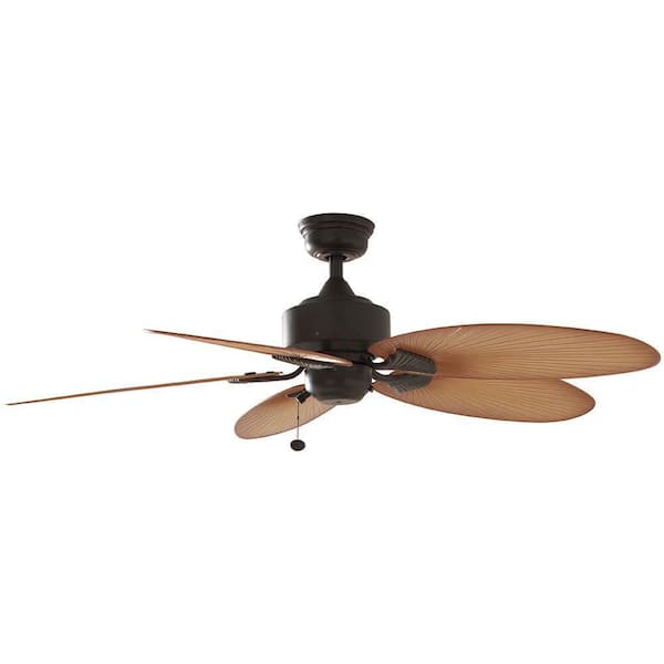 Hampton Bay Lillycrest 52 in. Indoor/Outdoor Aged Bronze Ceiling Fan with Downrod and Reversible Motor; Light Kit Adaptable 32711