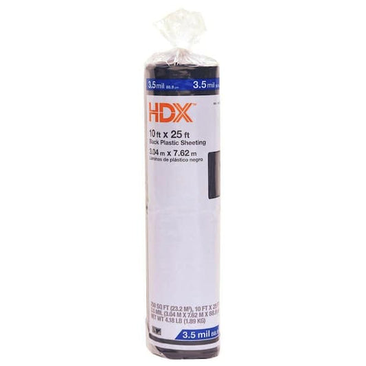 HDX 10 ft. x 25 ft. Black 3.5 mil Plastic Sheeting RSHD3510-25B