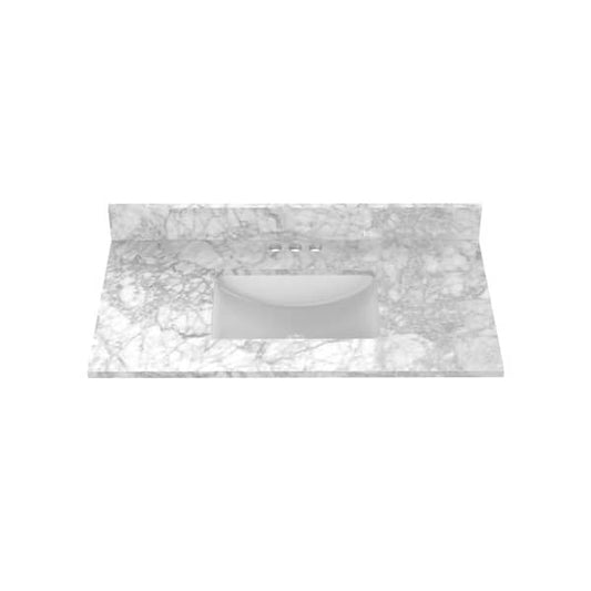 Home Decorators Collection 37 in. W x 22 in D Marble white Rectangular Single Sink Vanity Top in Carrara Marble 100046741