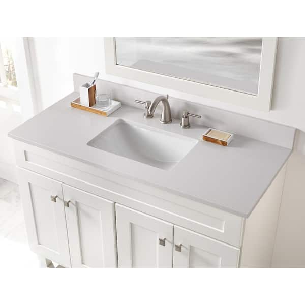 Home Decorators Collection 49 in. W x 22 in D Engineered Stone White Rectangular Single Sink Vanity Top in Snowstorm 49203