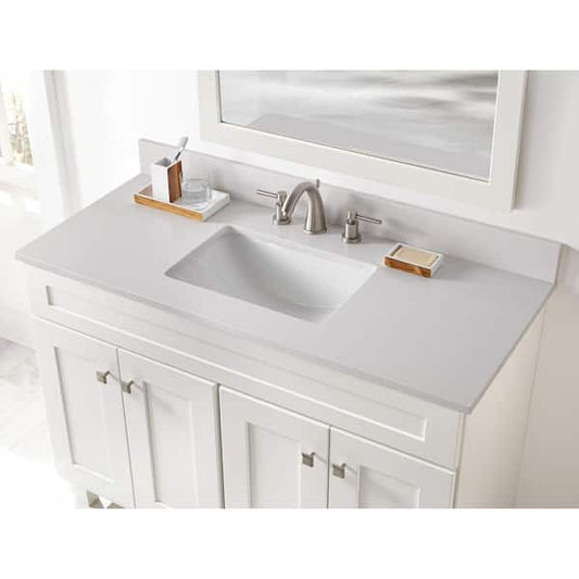 Home Decorators Collection 49 in. W x 22 in D Engineered Stone White Rectangular Single Sink Vanity Top in Snowstorm 49203