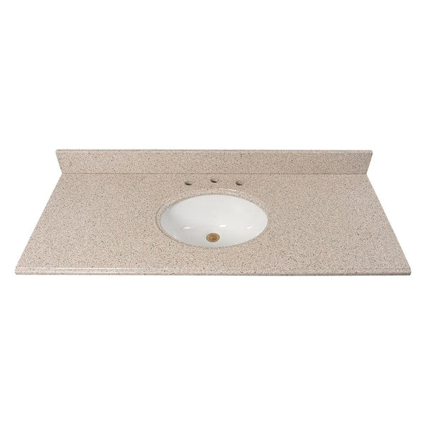 Home Decorators Collection 49 in. W x 22 in D Granite White Round Single Sink Vanity Top in Beige GT49BG-O