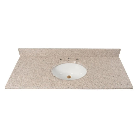 Home Decorators Collection 49 in. W x 22 in D Granite White Round Single Sink Vanity Top in Beige GT49BG-O